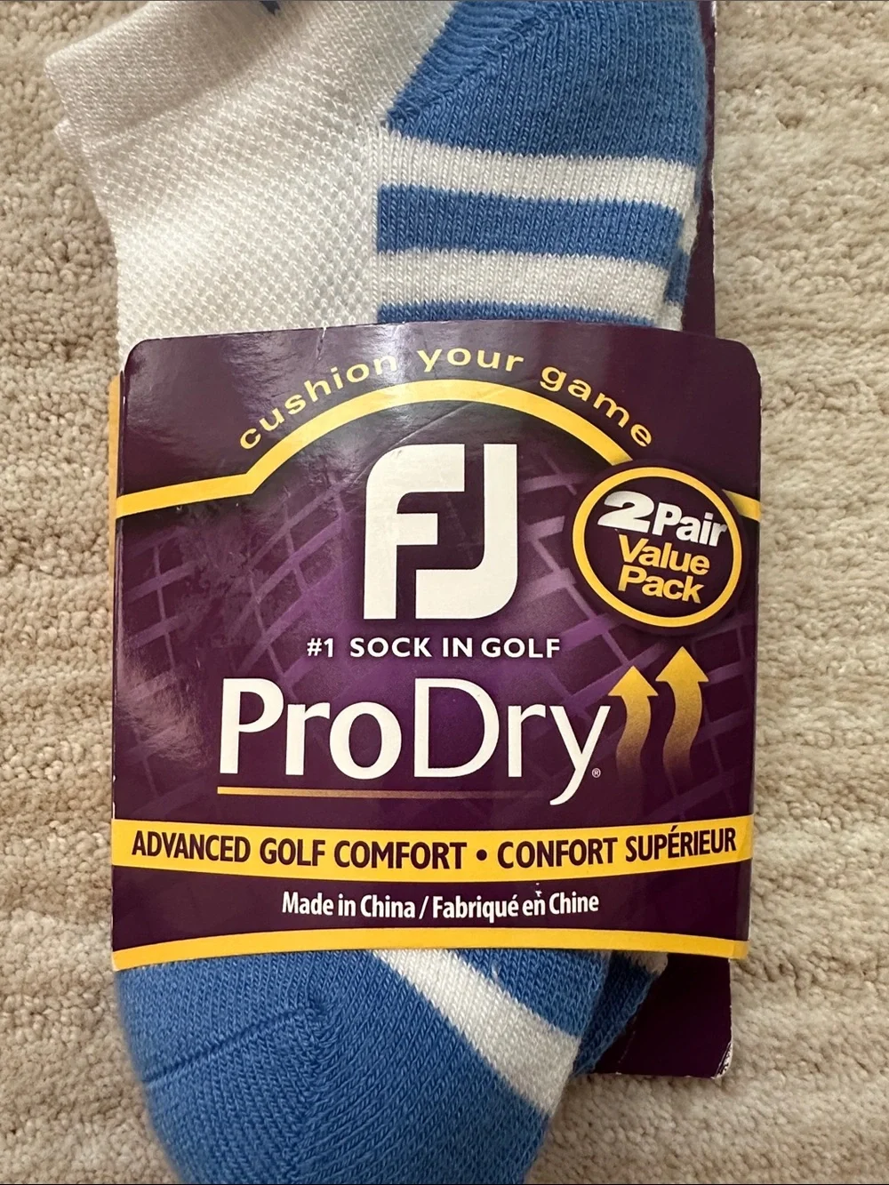 2 Pack FootJoy ProDry Advanced Golf Comfort Socks Cushioned Marine Blue Size 6-9